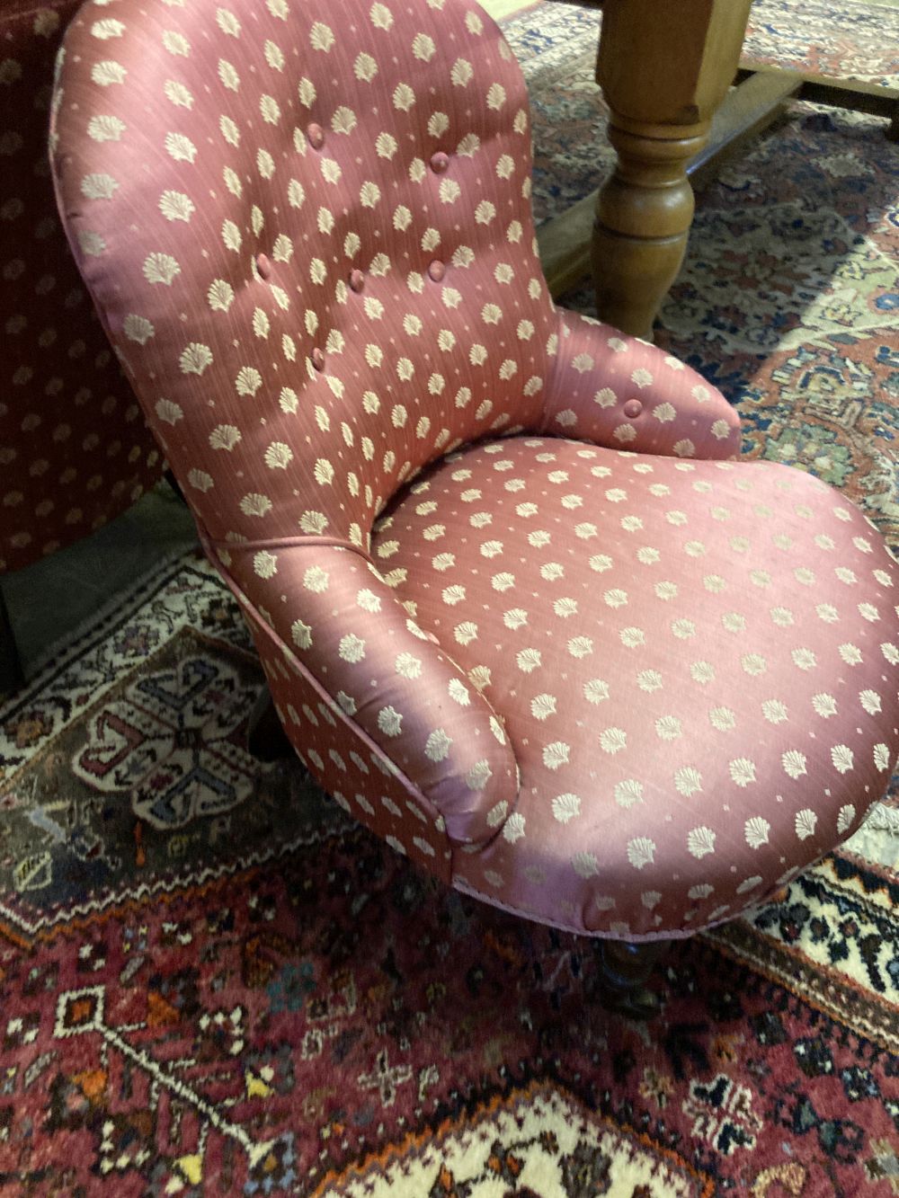 Two Victorian upholstered spoonback chairs